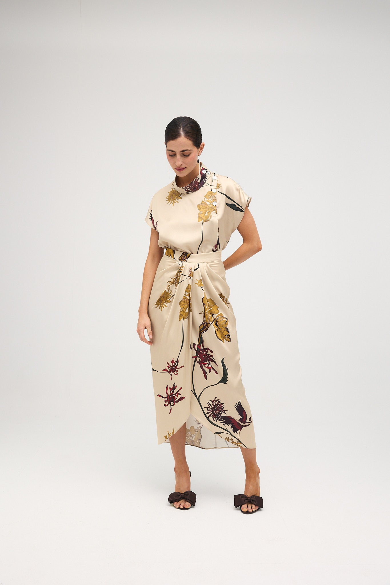 Blusa Julieta Flora Marfil