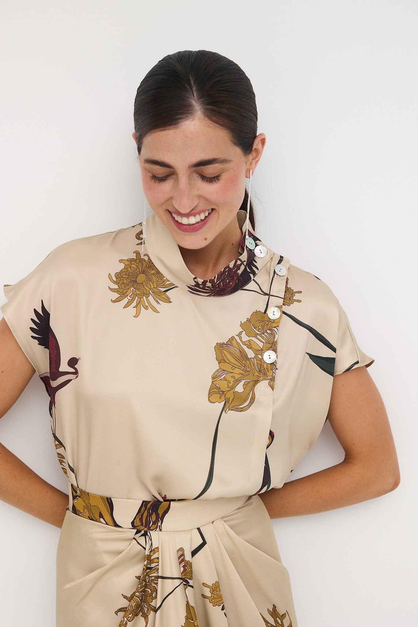 Blusa Julieta Flora Marfil