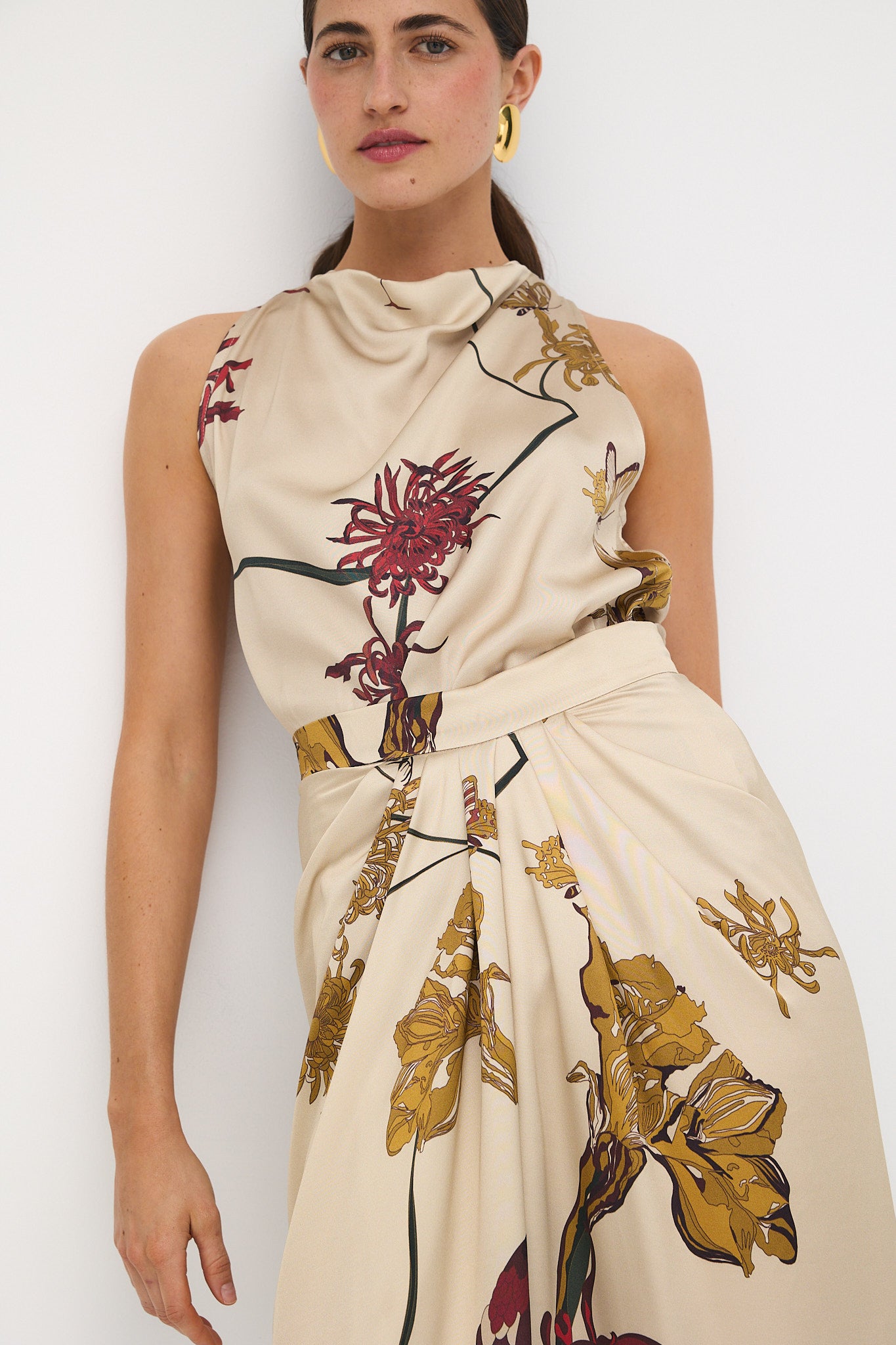 Falda Maroon Flora Marfil
