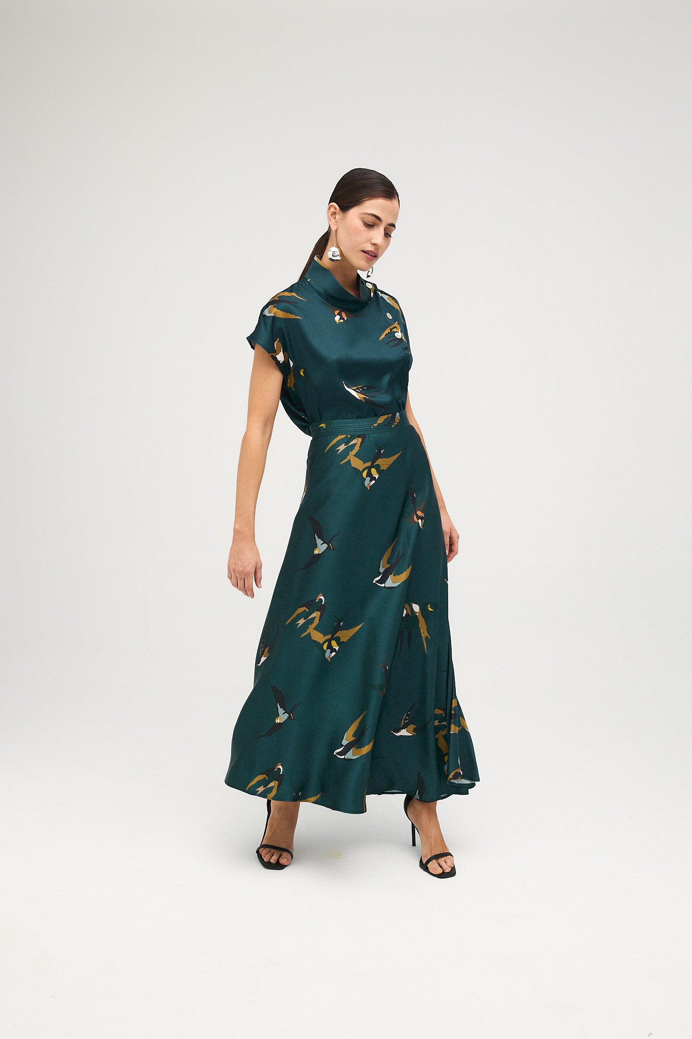 Blusa Julieta pájaros verde pato