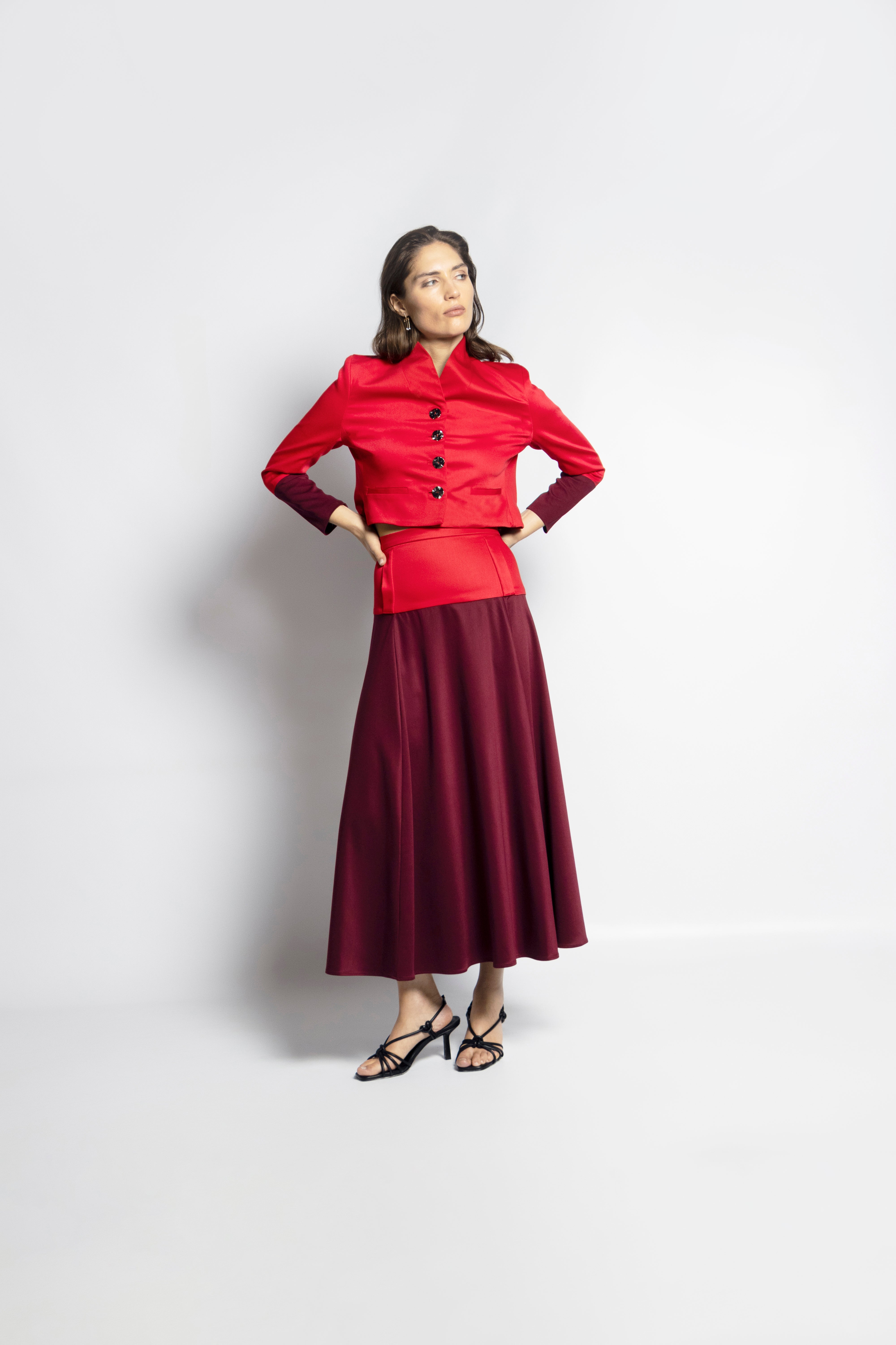 Falda Guadalupe Rojo-Granate