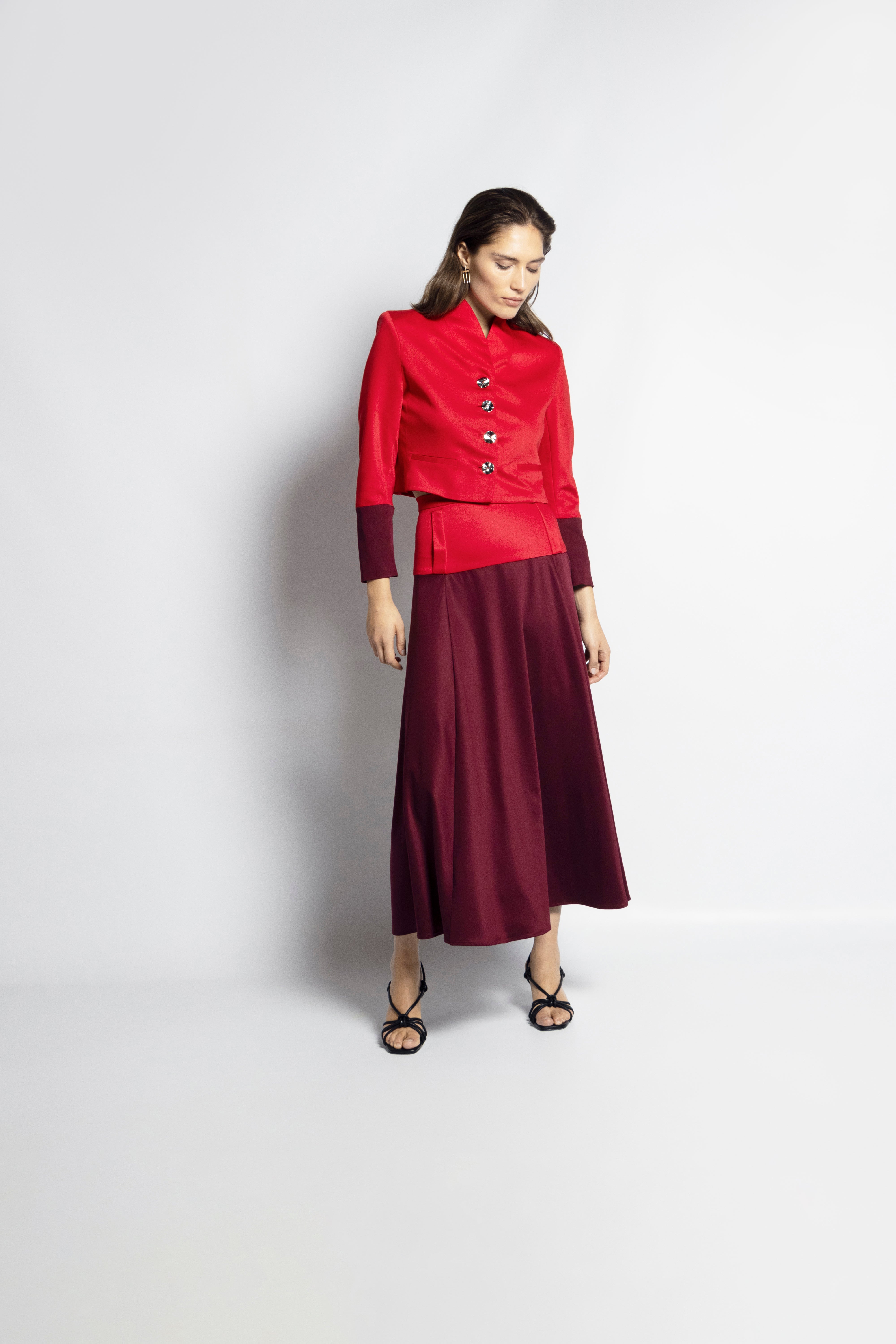 Falda Guadalupe Rojo-Granate