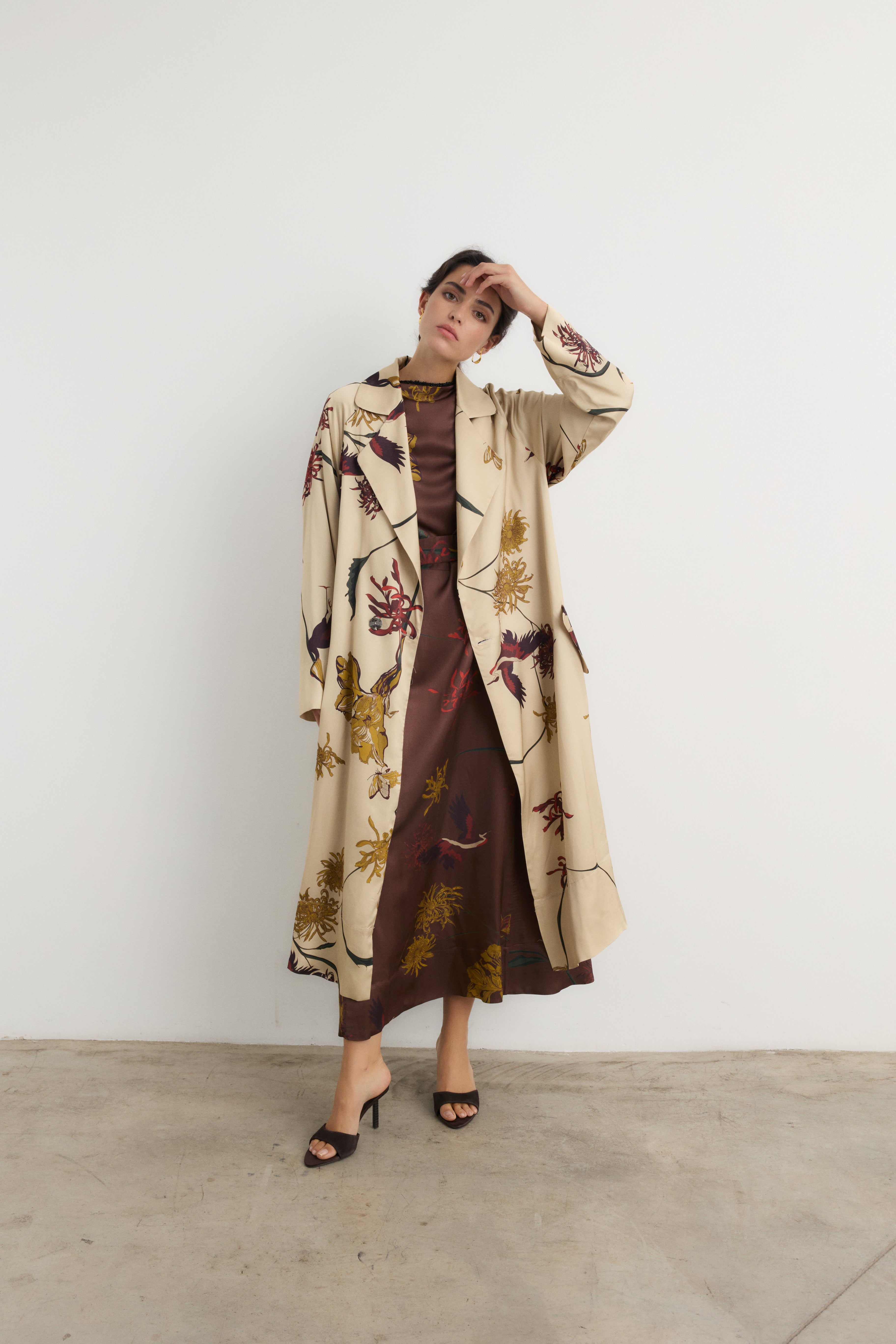 Gabardina Manuela flora Beige