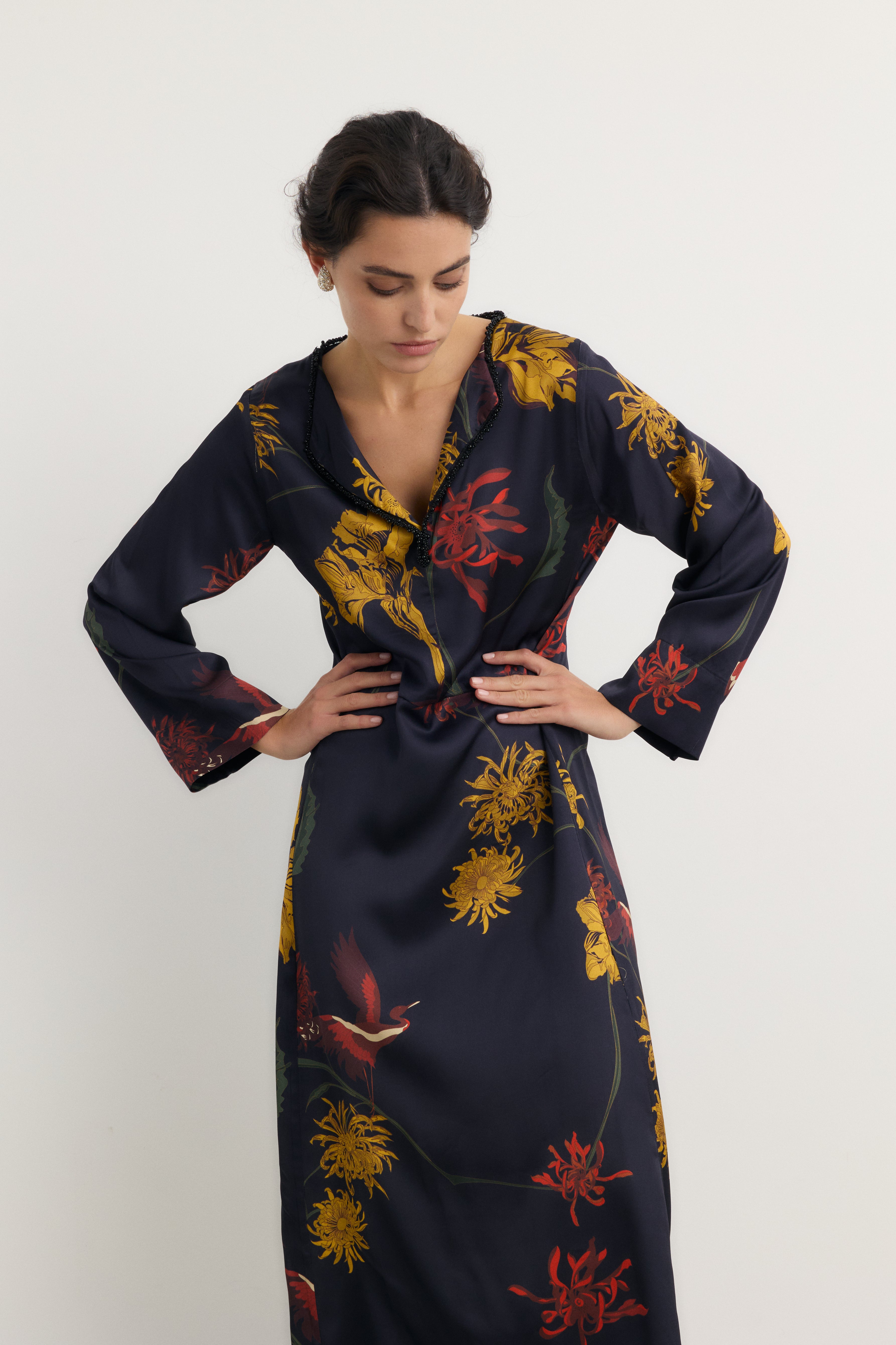 Vestido Frida Flora marino