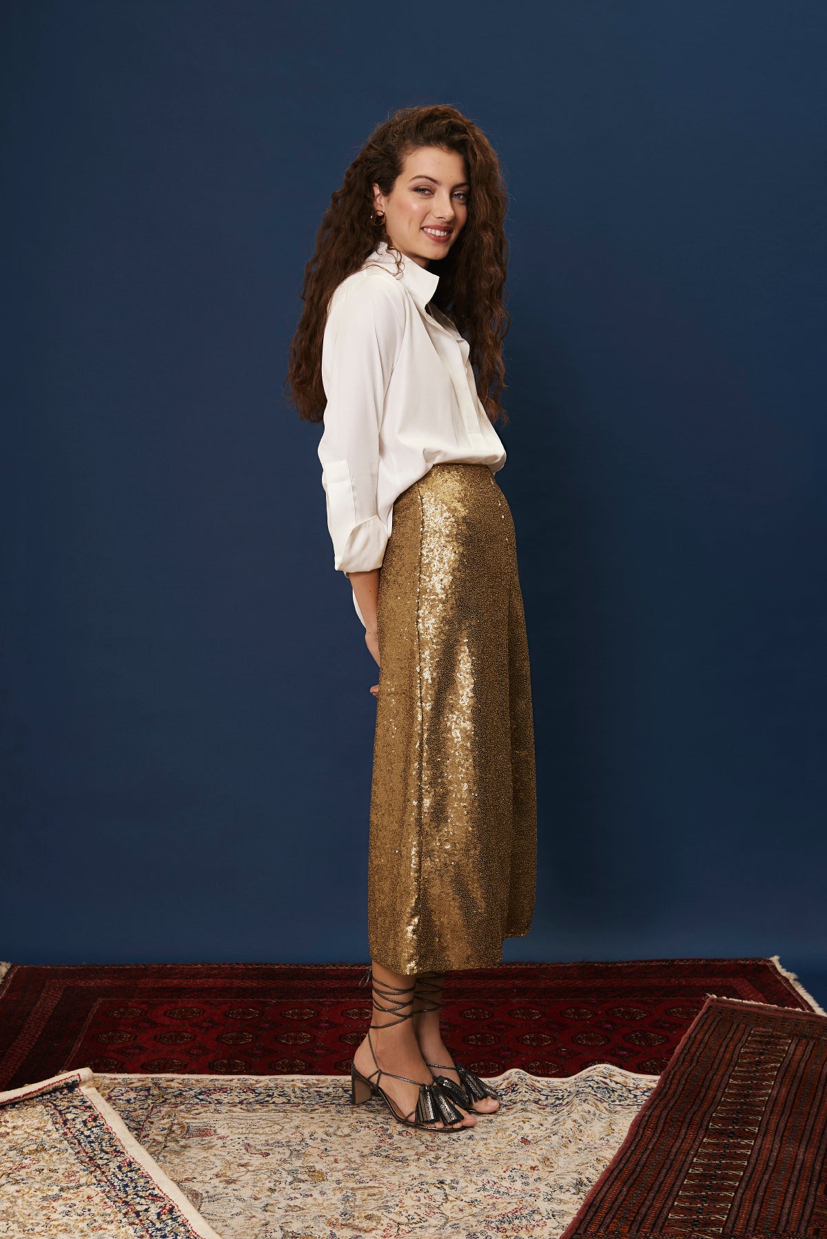 Falda Radziwill lentejuela dorada